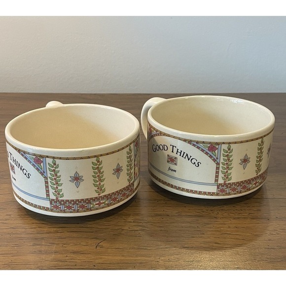 Vintage Westwood Old Farmers Almanac Soup Mugs Set of 2 Bowls Colonial Peanut - Picture 4 of 9